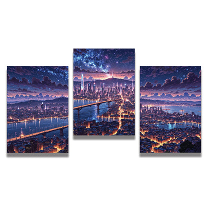 Night City Skyline Poster Pack of 3
