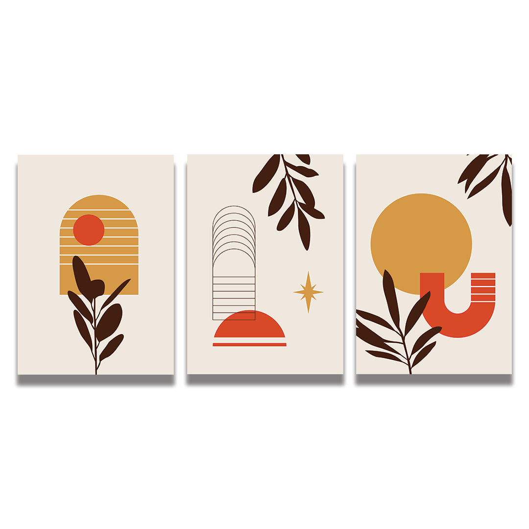 Retro Sun & Shadow Leaf Set