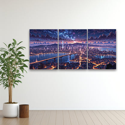 Night City Skyline Poster Pack of 3
