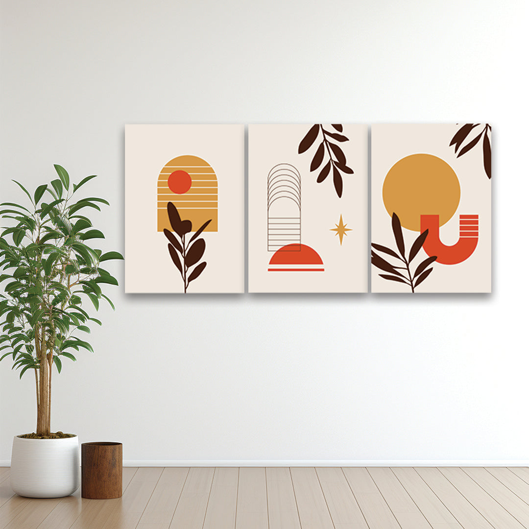 Retro Sun & Shadow Leaf Set