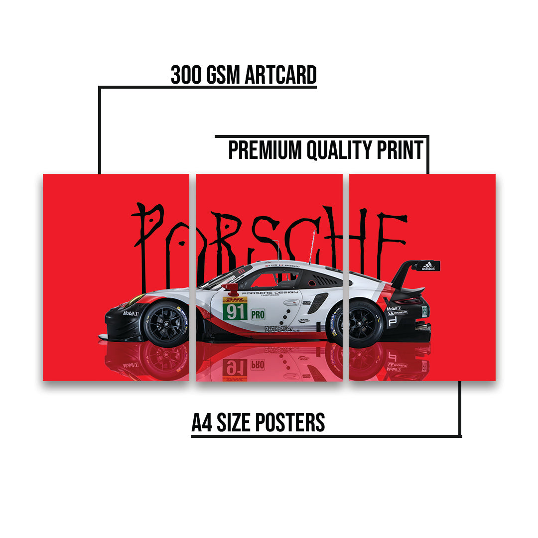 Porsche Wall Poster Pack of 3