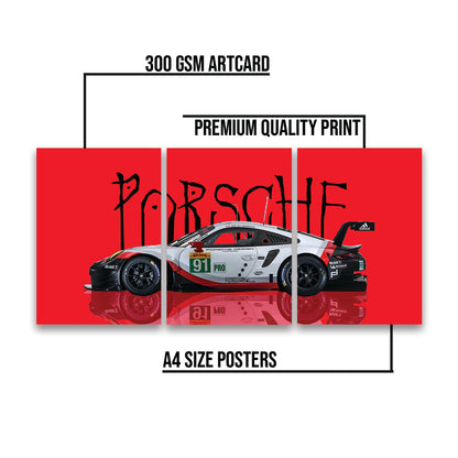 Porsche Wall Poster Pack of 3