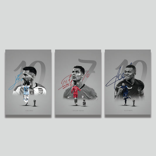 Football Legends Pack Of 3 Wall Art