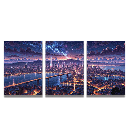 Night City Skyline Poster Pack of 3